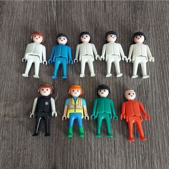 Vintage Lot of 9 Playmobil Figures Mix of People red blue white - Picture 1 of 3